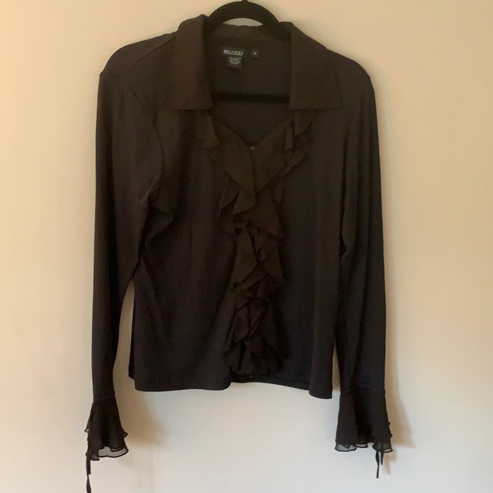 Multiples black holiday blouse size M